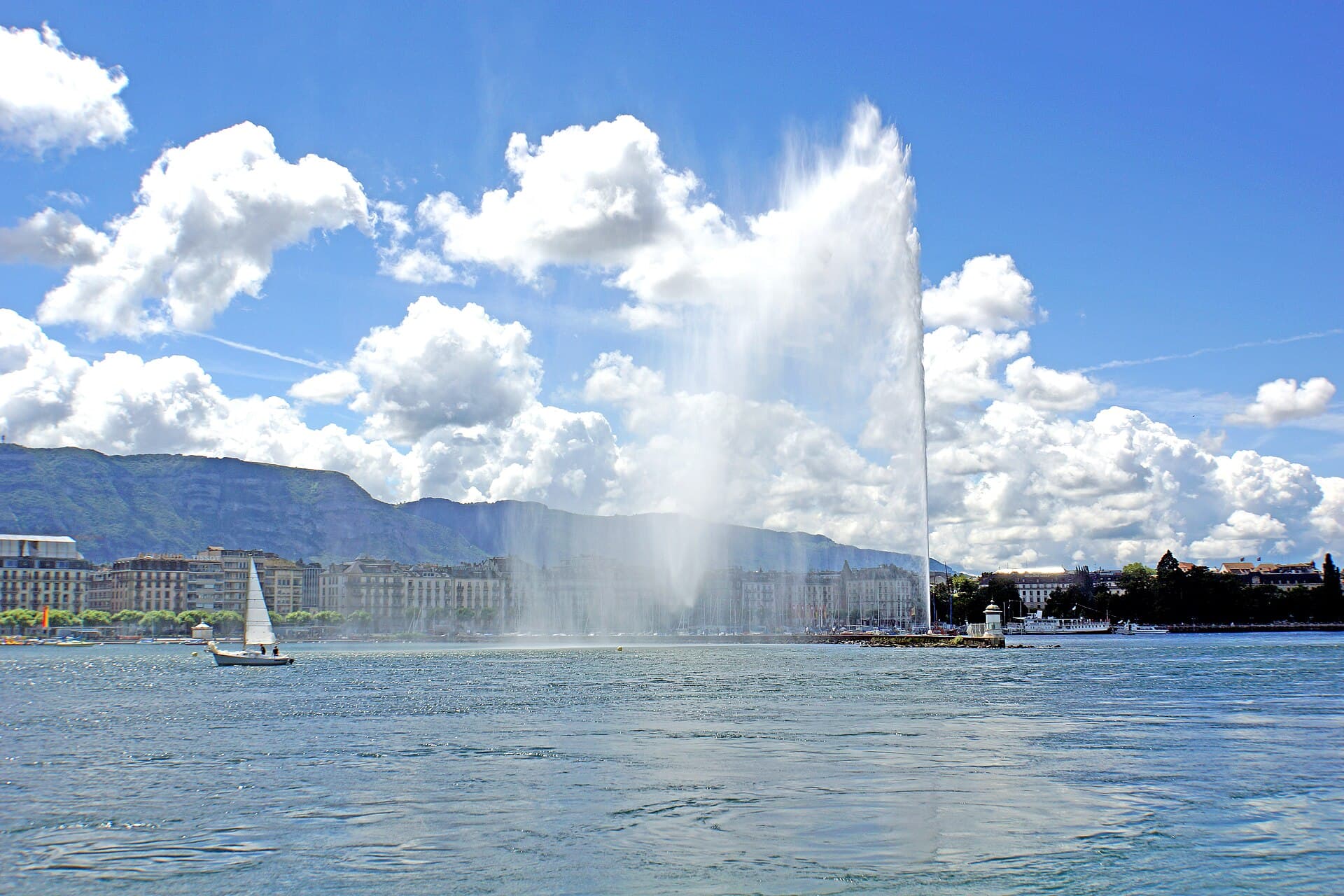 Le Jet d'eau de Genève sur la rade